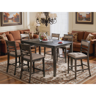Sunvega 7-Piece Weathered Gray and Beige Transitional Counter Height Dining Set