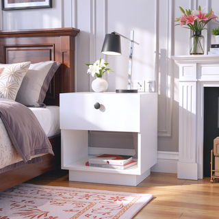 Sunvega Nightstand with Storage Shelf and Drawer for Bedroom Organization