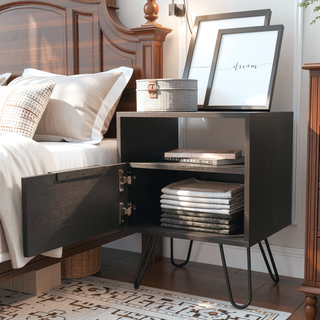 Sunvega Velvet Coffee Table with One Open Shelf and Single Door Cabinet