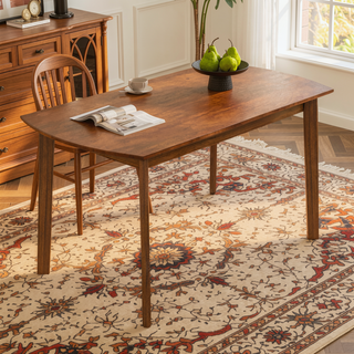 Sunvega Modern Rubberwood Dining Table with Oval Top for Kitchen and Dining Room