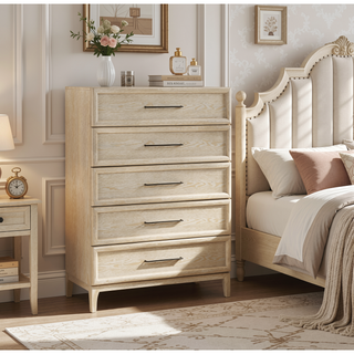 Sunvega Light Brown Finish Contemporary Style 2-Drawer Bedside Table with Ball Bearing Glides