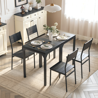 Sunvega 3-Piece Dining Table Set for Two with Space Saving Stools and Steel Legs