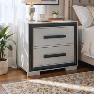 Sunvega Sleek Silver Finish Nightstand With Integrated Speaker and Cooler