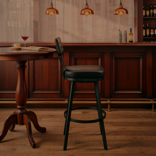 Sunvega Verin Brown Metal Swivel Bar Stool with Faux Leather Upholstery