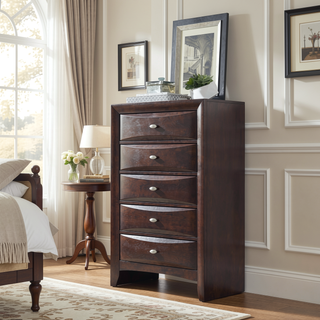 Sunvega Lucille Black Nightstand with Spacious Drawers and Chambered Fronts