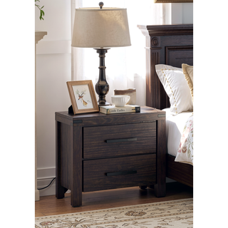 Sunvega Modern Espresso Solidwood Nightstand with Drawers and Bar Handle