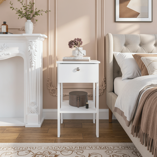 Sunvega Modern Wenge Nightstand with One Drawer and Open Shelf for Bedroom