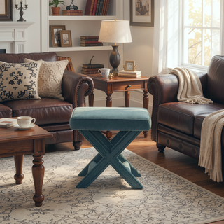 Sunvega Mid-Century Modern Velvet Accent Bench with X-Crossed Legs for Living Room