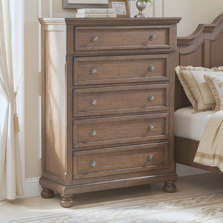 Sunvega Antique Brown Finish Nightstand with Hidden Drawer and Bun Feet