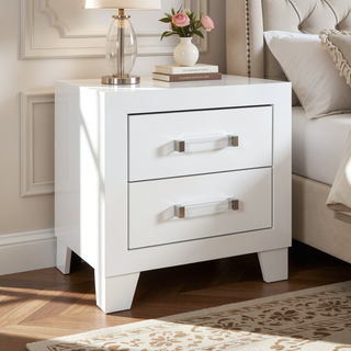 Sunvega White Queen Upholstered Bed with Modern LED Accent Lighting