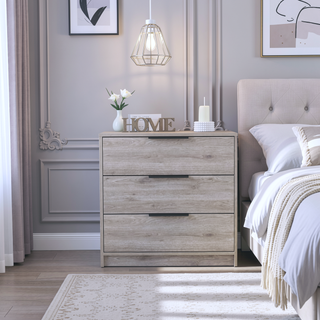 Sunvega Light Grey Finish Three Drawer Rectangle Dresser with Top Display Surface