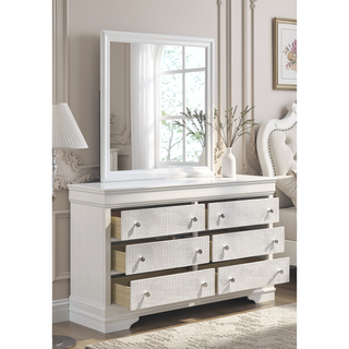 Sunvega Blaze Modern Style White Wood Dresser with Six Spacious Drawers