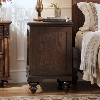 Sunvega Dark Oak Nightstand with Drawer and Open Cubby for Bedroom Storage