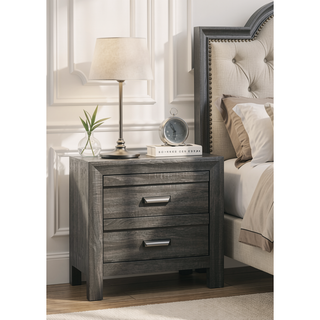 Sunvega Contemporary Gray Rustic Finish Wooden Nightstand with Two Storage Drawers