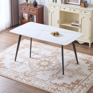 Sunvega 70 inch White Porcelain Kitchen Dining Table for 4-8 People