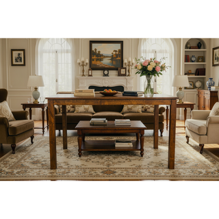 Sunvega Transitional Dark Walnut Finish 5pc Dining Set with Beige Fabric Cushioned Seats