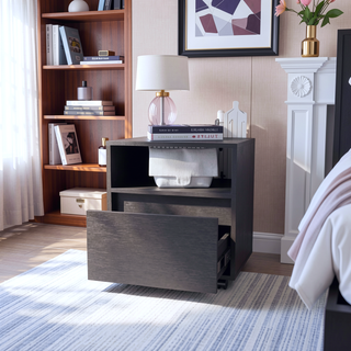 Sunvega White 1-Drawer Nightstand with Smooth Rolling Casters and Spacious Top Surface