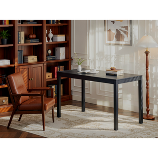 Sunvega Briar Black Finish Rectangular Dining Table with Fixed Wood Top