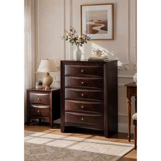 Sunvega Contemporary 2 Drawer Nightstand End Table with Jewelry Tray in Brown Finish