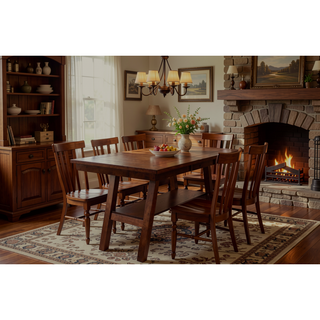 Sunvega Dark Walnut Rubberwood Rectangle Counter Height Dining Table with Open Storage Shelve