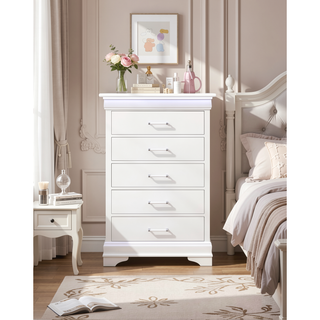 Sunvega White 2 Drawer Nightstand with Spacious Storage and LED Lighting
