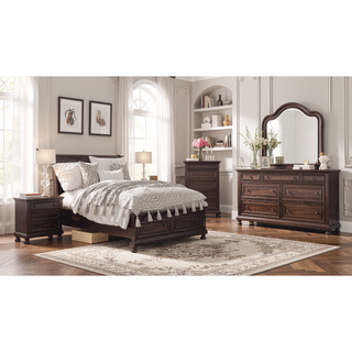 Sunvega Dark Cherry Finish Transitional Design Nightstand with Two Storage Drawers