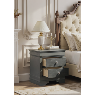 Sunvega Blaze Modern White Wood Nightstand with Two Drawers and Textured Finish