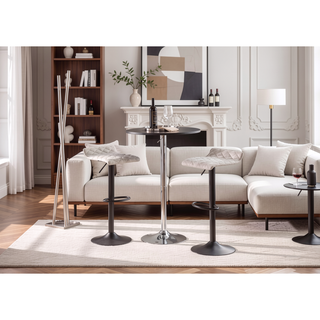 Sunvega Adjustable Contemporary Bar Table with Wooden Top and Chrome Base