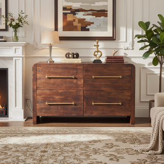 Sunvega Smoked Oak Copenhagen Chest with 4 Drawers in Oak And Mango Wood