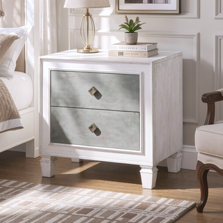 Sunvega Rustic Gray and Weathered White Finish Transitional Style Night Stand