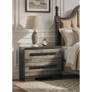 Sunvega Contemporary Two Drawer Nightstand with Brown Gray Rustic Finish