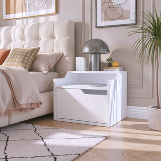 Sunvega Wall-Mountable Floating Nightstand with Drawer and Dual-Shelf Display