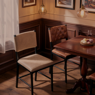 Sunvega 24 Inch Counter Stool Set of 2 with Vegan Leather Upholstery and Solid Wood Legs