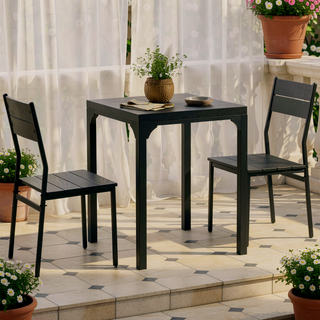 Sunvega 3-Piece Dining Table Set for Two with Space Saving Stools and Steel Legs