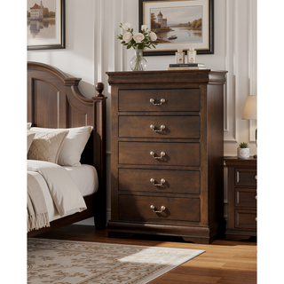 Sunvega Platinum Chest with Five Spacious Drawers and Brushed Nickel Handles