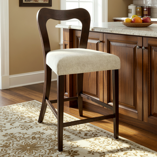 Sunvega Natural Rubberwood Counter Stool Set with Chunky Modern Design and Ergonomic Backrest
