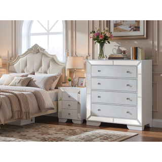 Sunvega Sleek Contemporary Storage Chest with Modern Silver Champagne Finish
