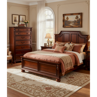 Sunvega Dark Cherry Traditional Style 5-Drawer Chest for Bedroom Storage Furniture