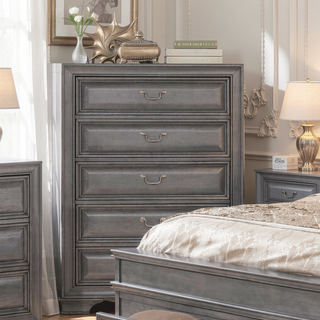 Sunvega Transitional Gray Finish Chest with English Dovetail Drawers and Cedar Lining