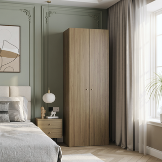 Sunvega Two-Door Compact Wardrobe with Fixed Shelves for Bedroom Storage