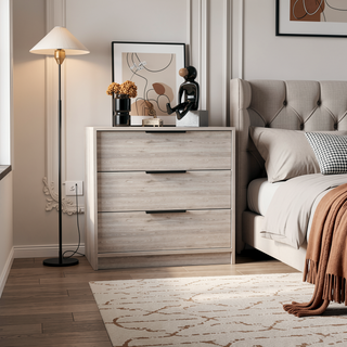 Sunvega Light Gray Three Drawer Dresser with Superior Top Display Surface