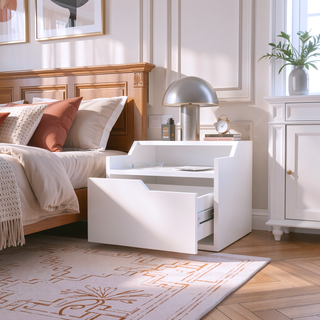 Sunvega Dark Brown Floating Nightstand with Versatile Dual-Shelf Display Design