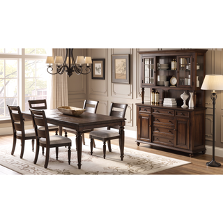 Sunvega Traditional Expandable Dining Table with Leaf in Chocolate Finish