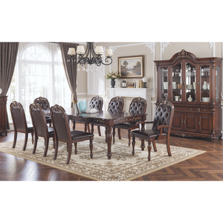 Sunvega Antique Design Silver Grey Finish Rubberwood Formal Dining Table