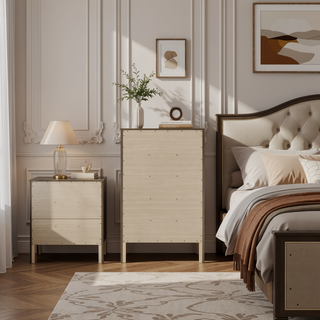 Sunvega Fully Assembled 6 Drawer Dresser with French Dovetail Wood Veneer Finish
