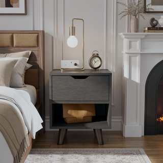 Sunvega Nightstand with Roomy Drawer and Generous Display Shelf for Bedroom