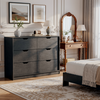 Sunvega Black Double Dresser with 4 Large Drawers and 2 Pulldown Cabinets