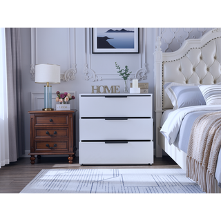 Sunvega White 3-Drawer Rectangle Dresser with Sleek Compact Storage and Versatile Design