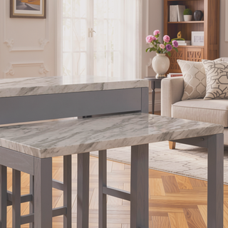 Sunvega Black Dining Table with Side Storage Shelves and Boucle Fabric Stools