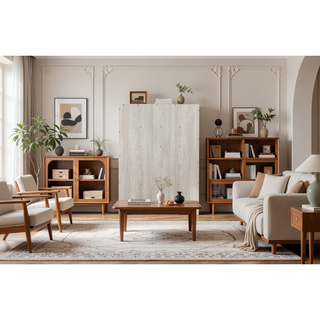 Sunvega Modern 5-Drawer Chest in Natural Rustic Made from Solid and Manufactured Wood